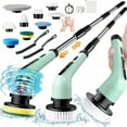 thumbnail image 1 of Rechargeable Electric Rotary Scrubber - 9 Brush Heads, 2-Speed Adjustable Extended Handle, IPX7 Waterproof, White Easter Gift for Tubs Tile Floors Cars, 1 of 7