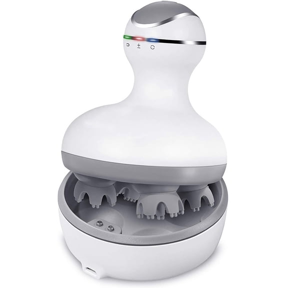 Rechargeable Electric Scalp Massager, Waterproof Handheld Head Massager with 4 Modes, Detachable Silicone Heads, Deep Tissue Kneading for Scalp, Body & Pet Massage