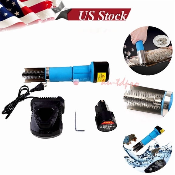 Rechargeable Electric Scraping Fish Scale Machine Waterproof W Battery & Charger