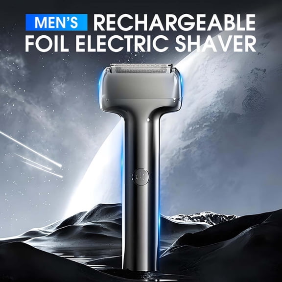 Rechargeable Electric Shaver for Men, Wet Dry Foil Razor, Compact Beard Trimmer with 3 Floating Heads, 60 Min Cordless Use, IPX6 Washable, Quiet Grooming for Sensitive Skin, Chin Jaw Neck