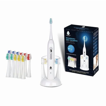 Rechargeable Electric Sonic Toothbrush with 40000 Strokes Per Minute, White