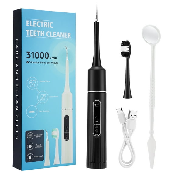 Rechargeable Electric Teeth Cleaner Electric Toothbrush 6-speed Adjustable Teeth Cleaning Whitening Oral Care(Black)