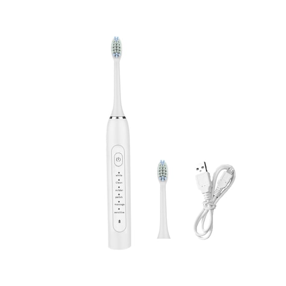 Rechargeable Electric Toothbrush,USB Rechargeable Adult Electric Toothbrush Waterproof Vibrating Toothbrush White