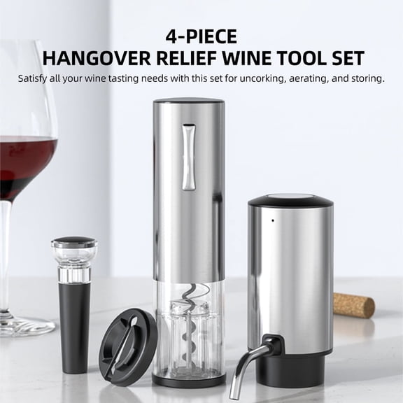 Aoresac Electric Wine Bottle Opener Set with Aerator, Vacuum Stoppers, Foil Cutter, Bottle Opener