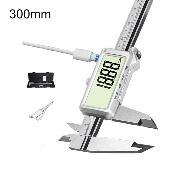 Rechargeable Electronic Digital Display Vernier Caliper (150/200/300mm), Stainless Steel, HD Full-Screen Caliper