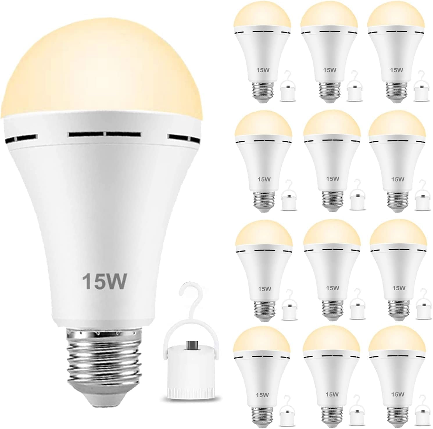 Rechargeable Emergency 15W LED Light Bulb,White Battery LED Bulbs Light