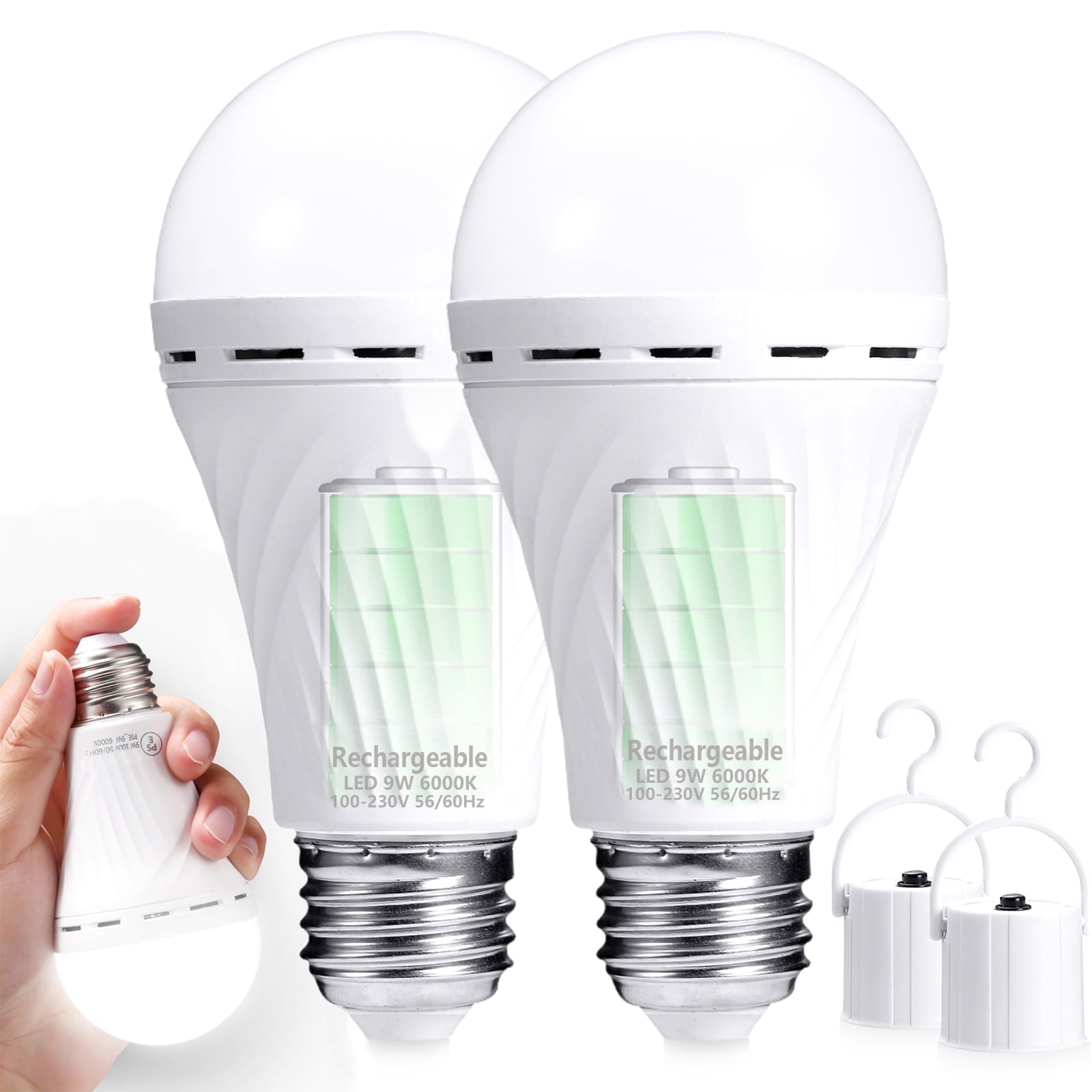Rechargeable Emergency Light Bulb 【1 YEAR WARRANTY】 E27 2400mAh 5 hours 9W-60W  Stay Lights Up When Power Failure,  LED Light Bulbs for Home , Camping , Tent