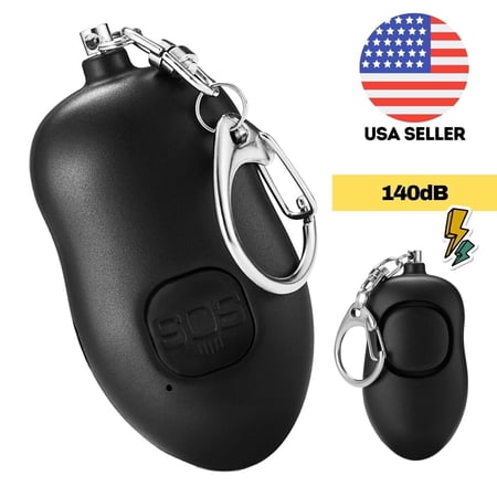 iARTidea 130dB Personal Alarm Key Chain with Flashlight & Type-C Cable, Black