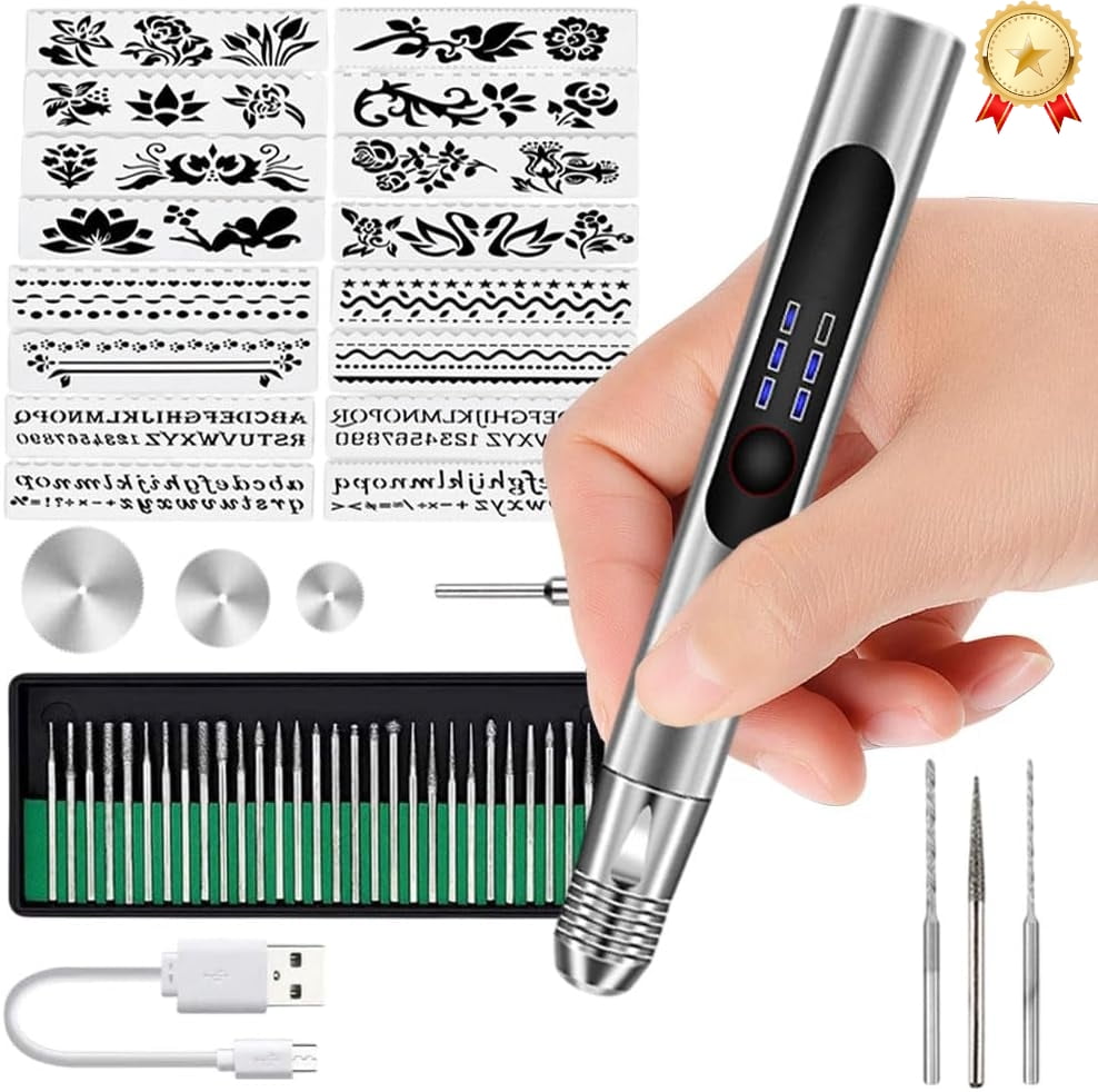 Rechargeable Engraving Pen, 2026 New Engraving Pen Kit with 63 Accessories, Etching Tool for Wood, Metal and Glass
