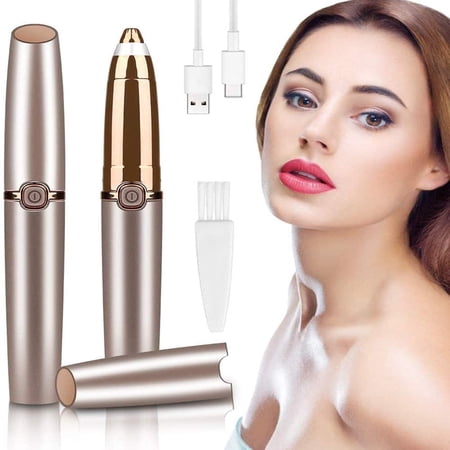 Rechargeable Eyebrow Hair Removal For Women, MMCAT Painless Electric Eyebrow Trimmer Epilator, Ladies Eyebrow Razor Shaver For Eyebrow Hair Remover With LED Light (Rose Gold)