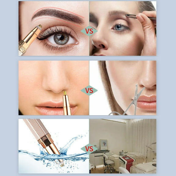 Rechargeable Eyebrow Razor, Painless Eyebrow Trmmer Facial Hair Removal for Women, Eyebrow Razor Rechargeable for Face, Nose, Gold