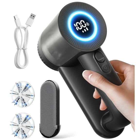 Rechargeable Fabric Shaver, 2 in 1 Electric Lint Remover with Lint Brush, Fuzz Lint Shaver, Sweater Shaver to Remove Pilling, Fabric Defuzzer for Clothes, Furniture (Black)
