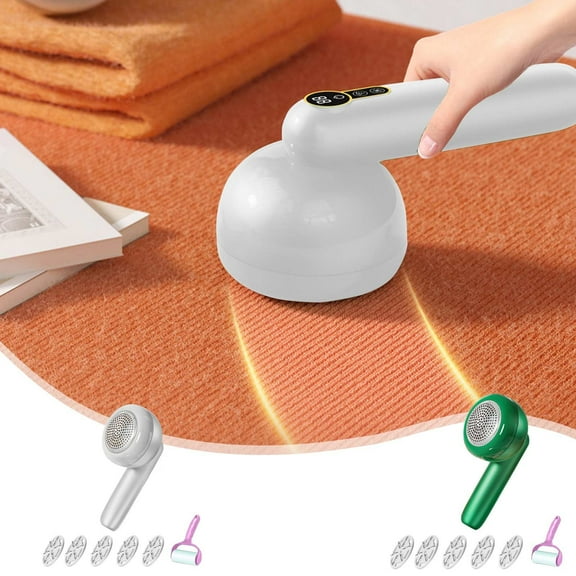 Rechargeable Fabric Shaver with 5 Blades - Portable Lint Remover for Clothes, Sweaters, Blankets - USB Powered Pilling Remover - Large Capacity Fuzz Buster for All Fabrics - Green