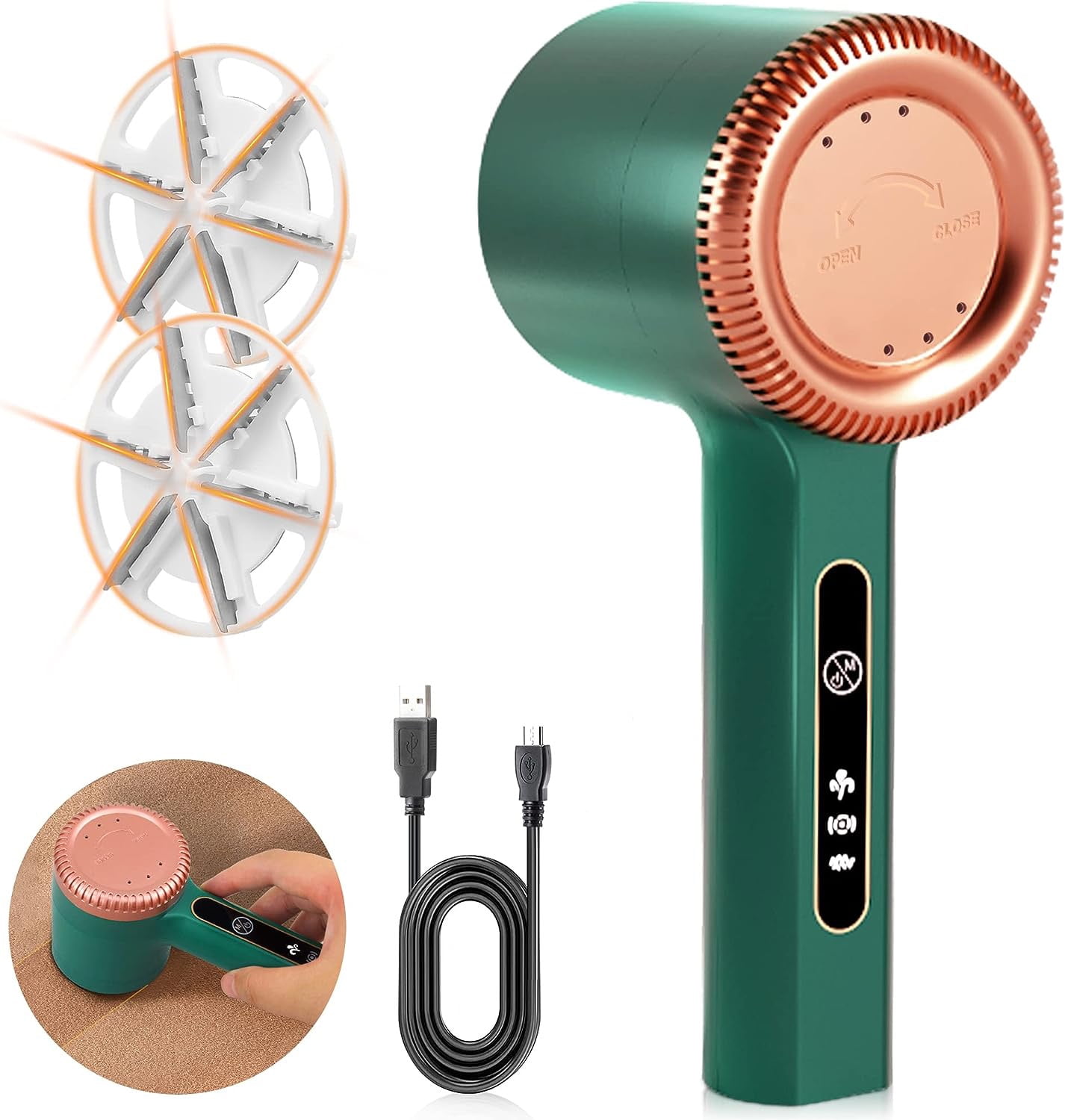 Rechargeable Fabric Shaver, Electric Lint Remover with 3Speed, 6Leaf