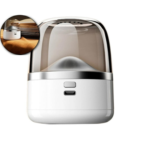 Rechargeable Fabric Shaver Lint Remover for Clothes Blankets Upholstery – Stainless Steel, Portable, White