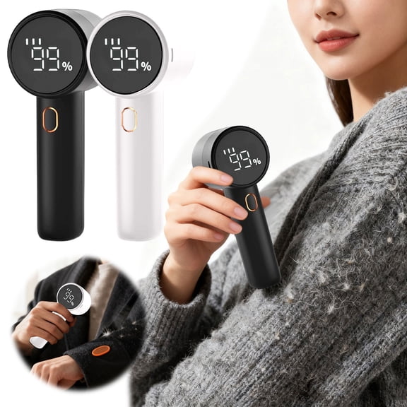 Rechargeable Fabric Shaver with LED Display, Portable Lint Remover for Sweaters, Blankets & Upholstery, Efficient Pilling Trimmer (Black)