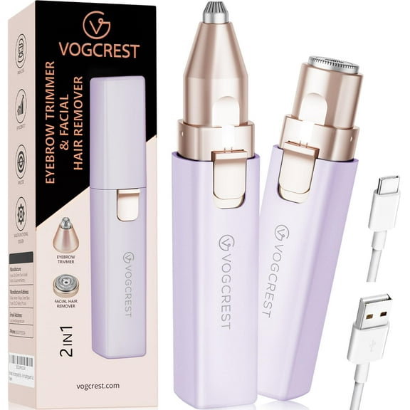 Nose Hair Trimmer for Women: Rechargeable 2 in 1 Ear Eyebrow Trimmer (Purple)