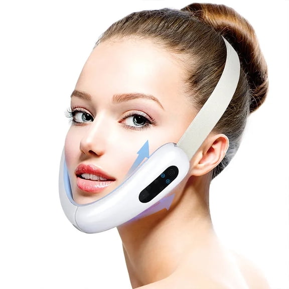 Rechargeable Facial Massage Band with Red & Blue Light, Adjustable Jawline Massager for a Soothing At-Home Spa Experience and a Toned Appearance