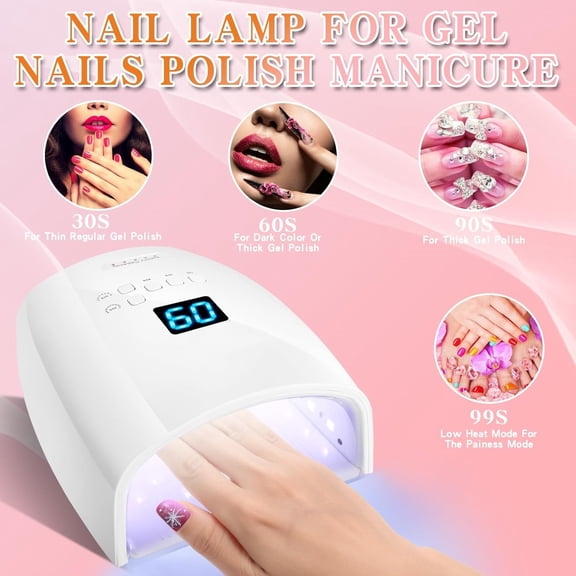 Rechargeable Faster Drying UV LED Nail Lamp, LED Nail Dryer Gel Polish Light Nail Polish Curing LED Nail Dryer Automatic Sensor Professional Nail Light Suitable for Fingernails and Toenails