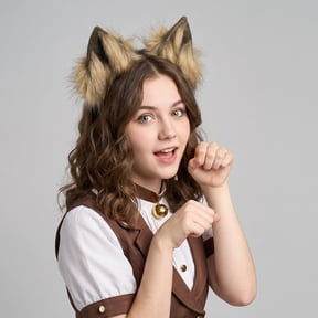 Rechargeable Faux Fur Anime Animal Ears Headband, Electric Moving Anime Wolf Fox Ears Headwear, Plush Fluffy Cat Ears Headpeice for Halloween Birthday Christmas