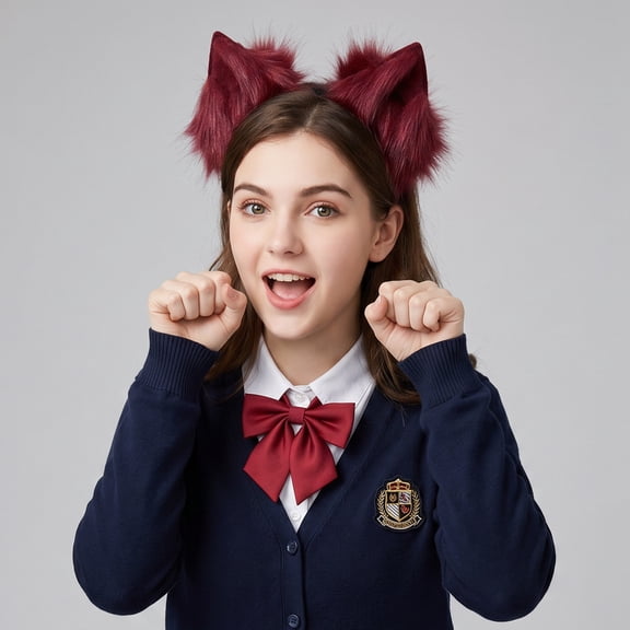Rechargeable Faux Fur Anime Animal Ears Headband, Electric Moving Anime Wolf Fox Ears Headwear, Plush Fluffy Cat Ears Headpeice for Halloween Birthday Christmas
