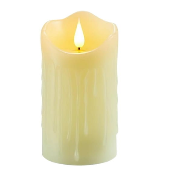 Rechargeable Flameless Candle, Flashing LED Pillar Real Wax Candle  (Can Remote Control and Timer), Upgraded Teardrop Wick, Gold Glass Electronic Candle - 7.5*12.5CM