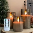 thumbnail image 1 of Rechargeable Flameless Candle, Flashing LED Pillar Real Wax Candle with Remote Control and Timer, Clear Glass Electronic Candles for Room Decoration, 1 Set of 3, 1 of 10
