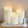 thumbnail image 1 of Rechargeable Flameless Candle, Flashing LED Pillar Real Wax Candle with Remote Control and Timer, Clear Glass Electronic Candles for Room Decoration, 1 Set of 3, 1 of 10