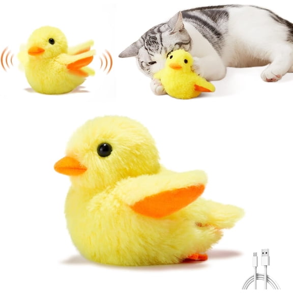 Rechargeable Flapping Duck Cat Toy, Lifelike Chirping Touch-Activated Kicker  Interactive Exercise Toy for All Cat Breeds(LR 1 PC)