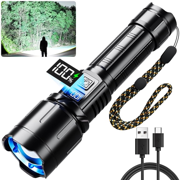 Rechargeable Flashlight 990000 High Lumens, LED Super Bright Flash Light, Tactical Flashlights with LCD Power Display, 6 Modes, Waterproof, Brightest Flashlight for Emergencies Camping