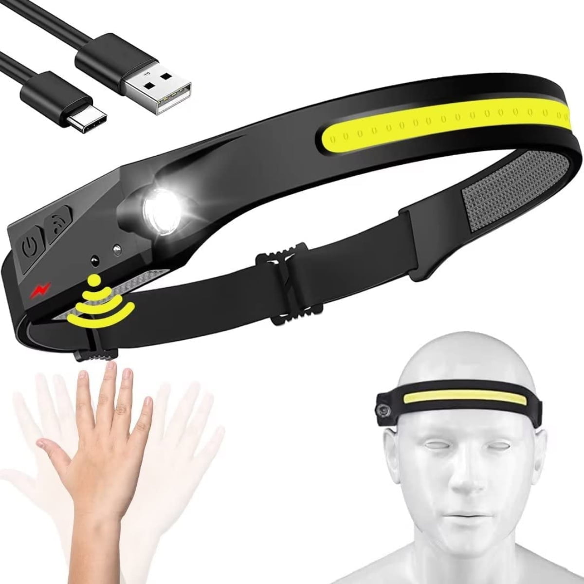 Rechargeable Flashlight for Adults, 230° Wide Beam Headlight, Motion