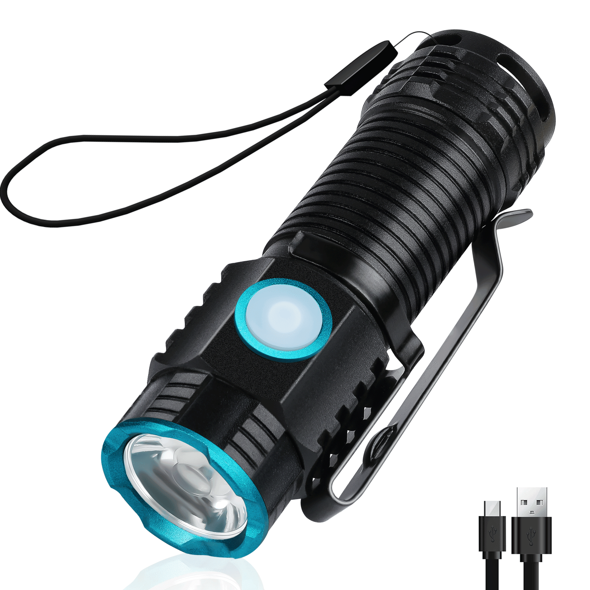 Mini Rechargeable Compact USB 2 Battery Flashlight Lumens Included Emergency, Zoomable Bright Camping Hiking Outdoor Ultra Tactical 20000 Pack for LED Flashlights,