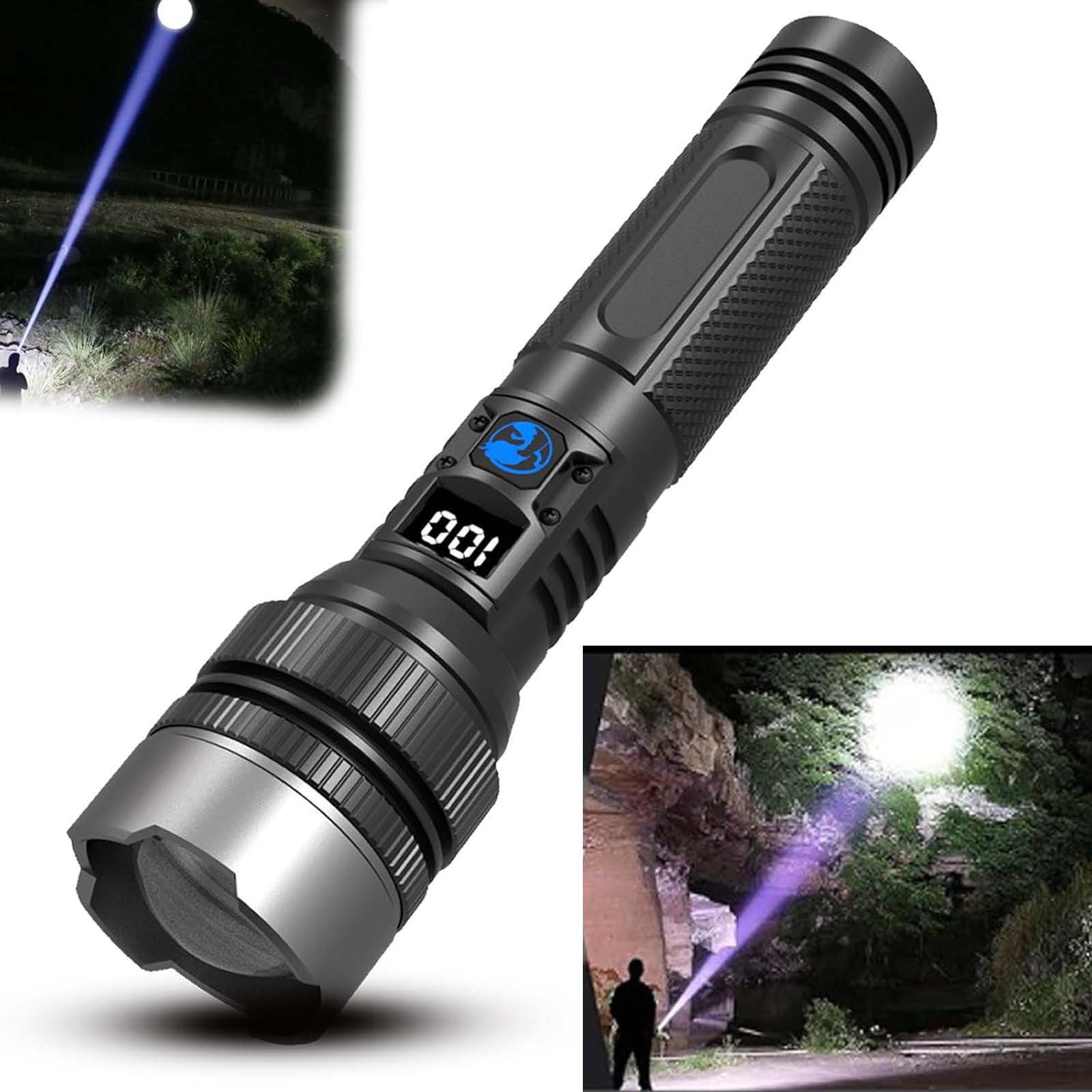 Rechargeable Flashlight High Lumens Super Bright LED Flashlight USB Charging 5 Mode Adjustable High Power Tactical Flashlight Long Beam Distance Waterproof Torch for Camping Hiking Emergency Security
