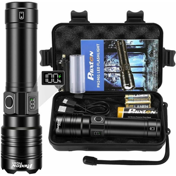 Rechargeable Flashlights 10000 High Lumens Long Range 3280 FT, Super Bright USB C LED Flashlight Lasting 15 Hours, Powerful Multifunctional Strong Flash Lights, for Camping