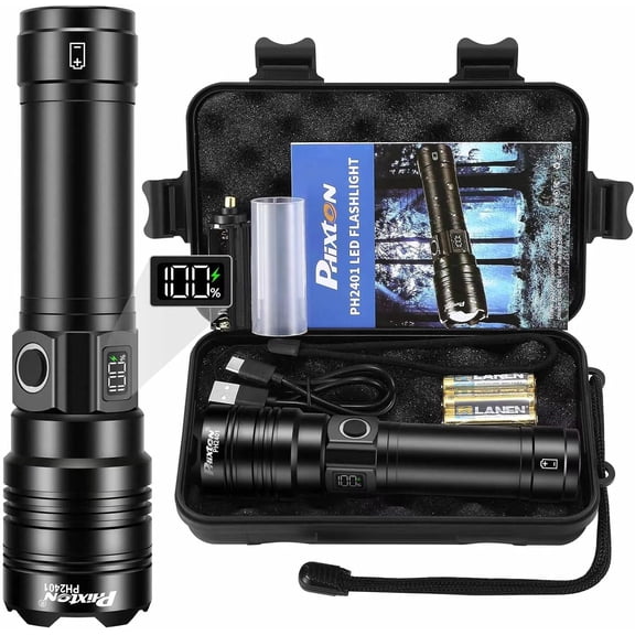 Rechargeable Flashlights 100000 High Lumens Long Range 3280 FT, Super Bright USB C LED Flashlight Long Lasting 15 Hours, Powerful Multifunctional Strong Flash Lights, for Camping