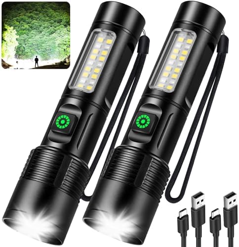 Flashlights 2 , 99,000lm  Bright High Lumens Flash Light, 6 Modes Adjustable Linternas,  Handheld  Flashlights for  Camping