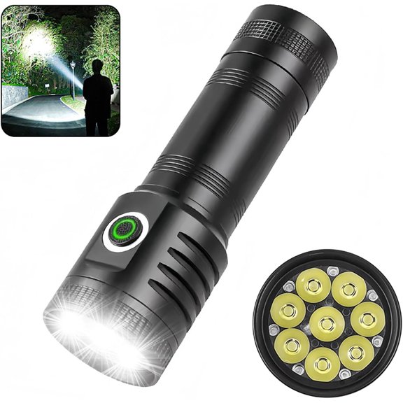 Rechargeable Flashlights, 3000 High Lumens Flashlight , Tactical Flashlight with 5 Modes, IPX5 Waterproof Led Flashlights for Camping, Emergencies