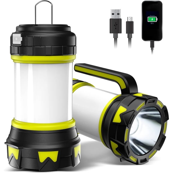 Rechargeable Flashlights Camping Lantern,6 Modes LED Bright Flashlight 3000mAh , IPX4 , Flashlight Lantern for Outdoor, Hurricane, USB Included-1 Flashlight