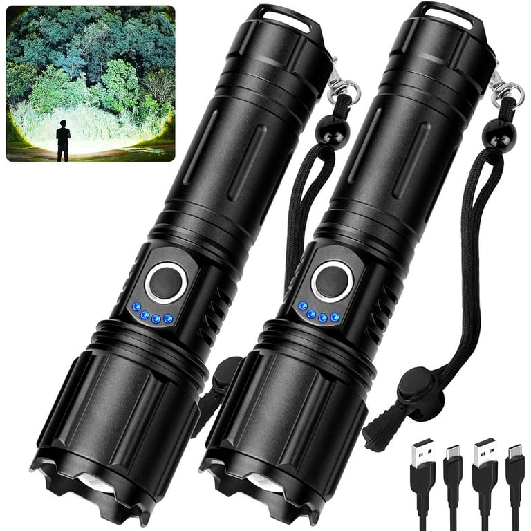 Flashlight High Lumens Rechargeable 2 Pack, 990000 Lumen Super Bright Led Flashlights With 7 Light Modes Ipx6 Waterproof Powerful Handheld Flash Light For Camping Home Emergencies 88448964