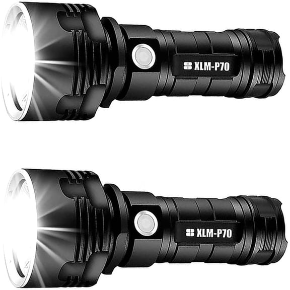 Rechargeable Flashlights High Lumens, 100000 Lumen Super Bright LED Tactical Flashlight 3 Modes High Power Waterproof Flashlightsfor Camping/Outdoor/Emergency Flashing and Everyday Use(2 PCS)