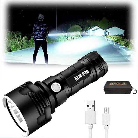 Rechargeable Flashlights High Lumens, 100000 Lumen Super Bright LED Tactical Flashlight 3 Modes High Power Waterproof Flashlightsfor Camping/Outdoor/Emergency Flashing and Everyday Use