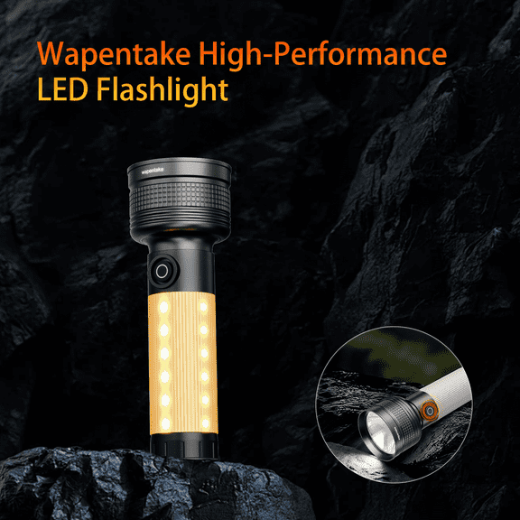 Wapentake Rechargeable LED Flashlight with Zoom, 5 Modes, Magnetic Base and COB Side Light for Outdoor and Home Use
