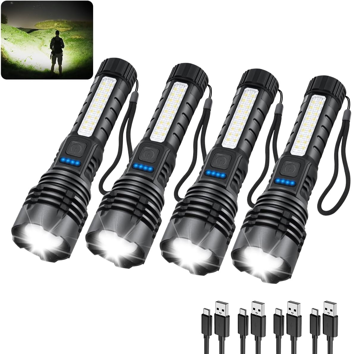Rechargeable Flashlights High Lumens, 7Mode Flashlights Rechargeable ...
