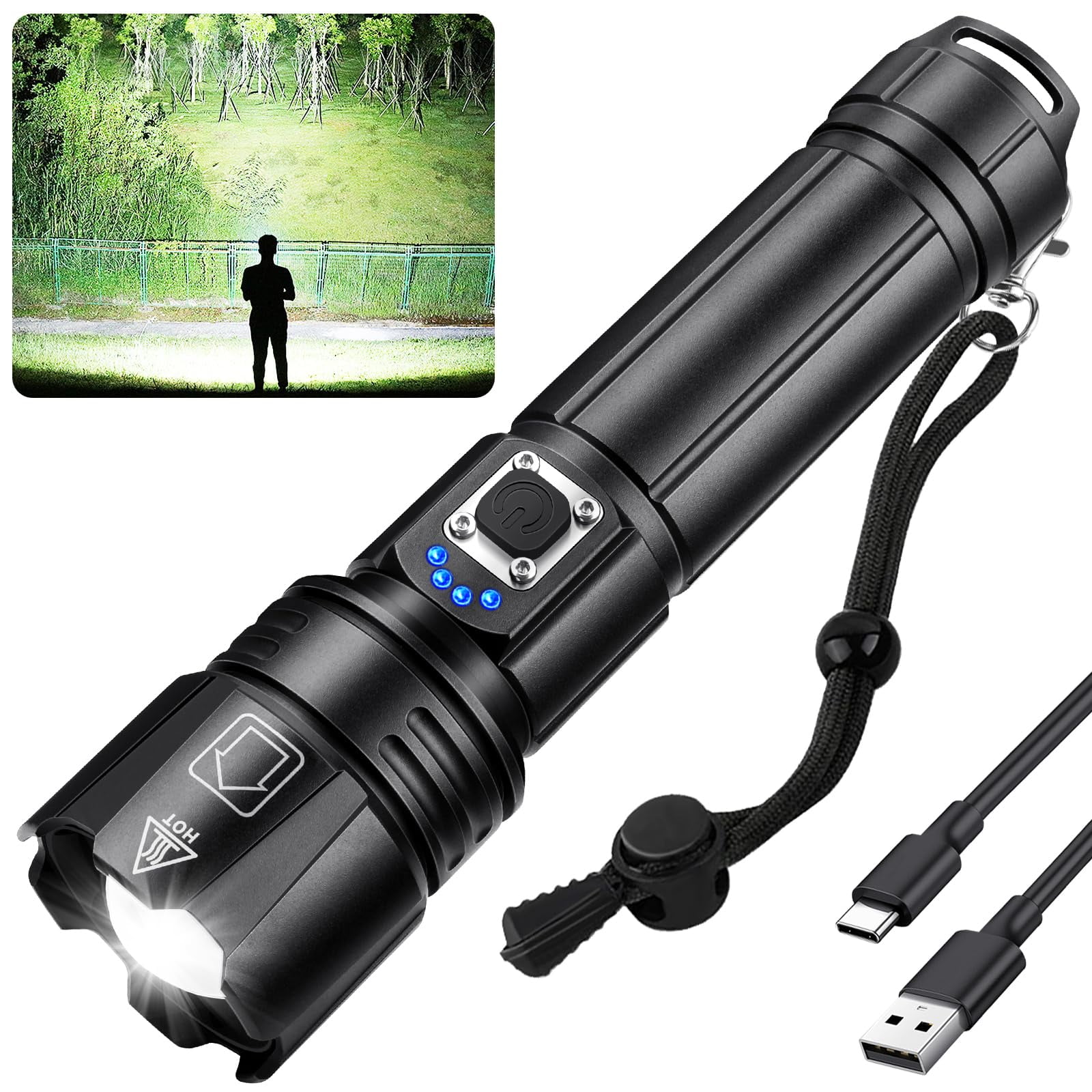 brightest rechargeable flashlight 2017 SKYFIRE Flashlights High Lumens with Ignition Lens,20000 Super Bright with Shoulder Straps,Waterproof Led Tactical Flash Light for Camping Outdoor Emergency : Tools & Home Improvement equivalent to over 100 car lights 9 Best Camping Flashlights in