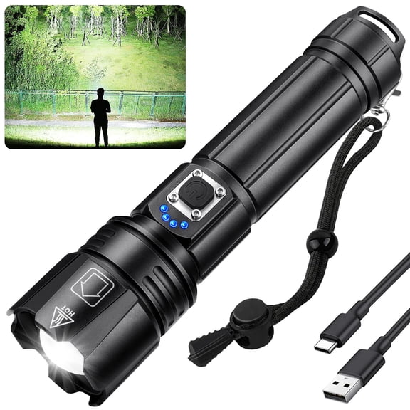 Rechargeable Flashlights High Lumens, 900,000 Lumen Brightest Led Flashlight with 5 Modes & 12H Long Runtime, Powerful Waterproof Handheld Flash Light, Super Bright Flashlight for Camping, Hiking