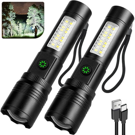 Rechargeable Flashlights High Lumens, 99000LM Super Bright Flash Light with 6 Modes, Adjustable Powerful Handheld LED Flashlight for Home Camping