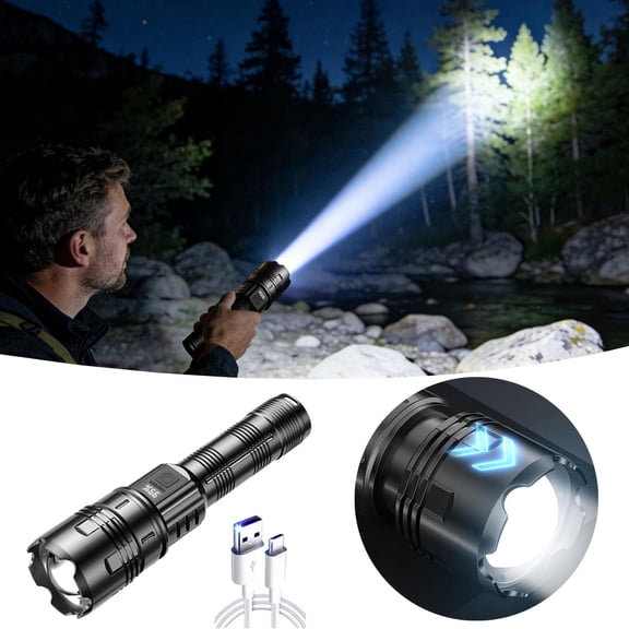 Rechargeable Flashlights High Lumens with LCD Display, 3 Mode Tactical Flashlight Adjustable Brightness, Super Bright LED Handheld Light for Camping Home