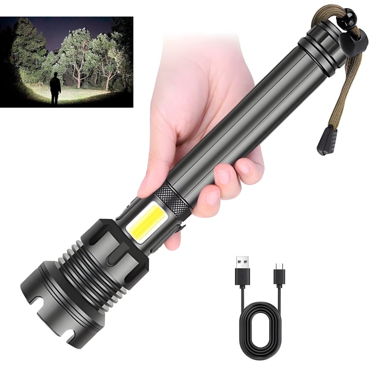 brightest rechargeable flashlight KNIBO 99000 High Lumens, LED Bright Flash Light The hide strobe function allows you to react quickly in critical moments AMBLER LED Flashlights High Lumens
