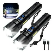 Rechargeable Flashlights High Lumens, Led Flashlight 990000 Lumens Bright Flash Light with 7 Modes, Flashlights for Camping, Home, IPX7 Waterproof 2 Pack