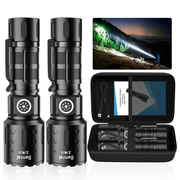 Rechargeable Flashlights High Lumens, Super Bright LED Small Powerful Tactical Flashlight with Memory Function, 6Modes Pocket Waterproof Flash Light for Home,Camping,Car,Emergency,Gifts for Men